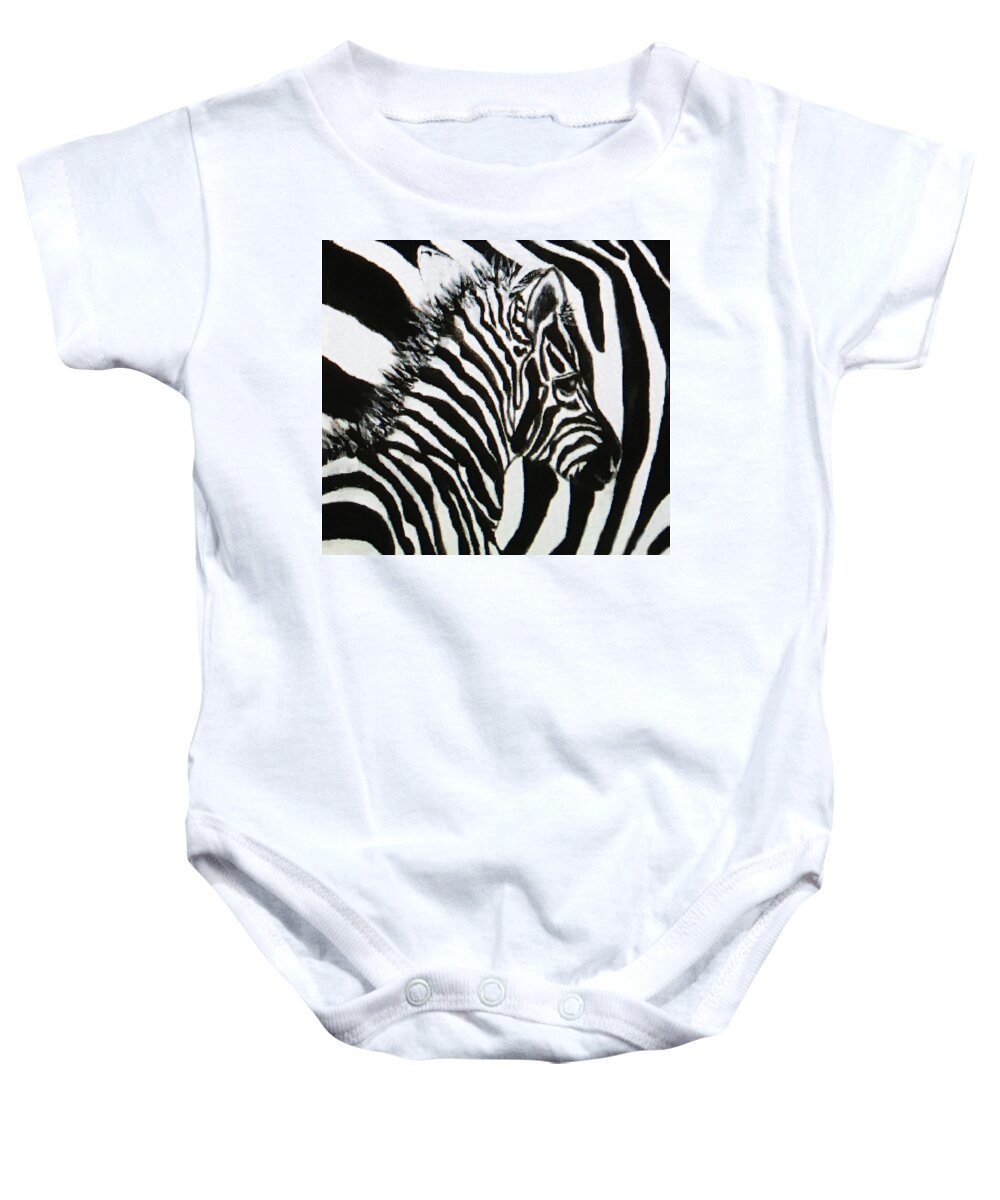 Art Baby Onesie featuring the painting Zebra by Tammy Pool