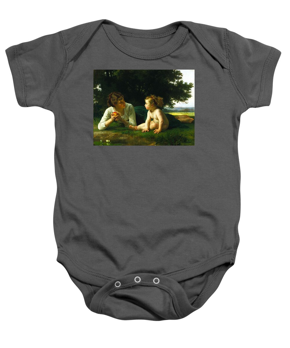 Temptation Baby Onesie featuring the painting Temptation #2 by William-Adolphe Bouguereau