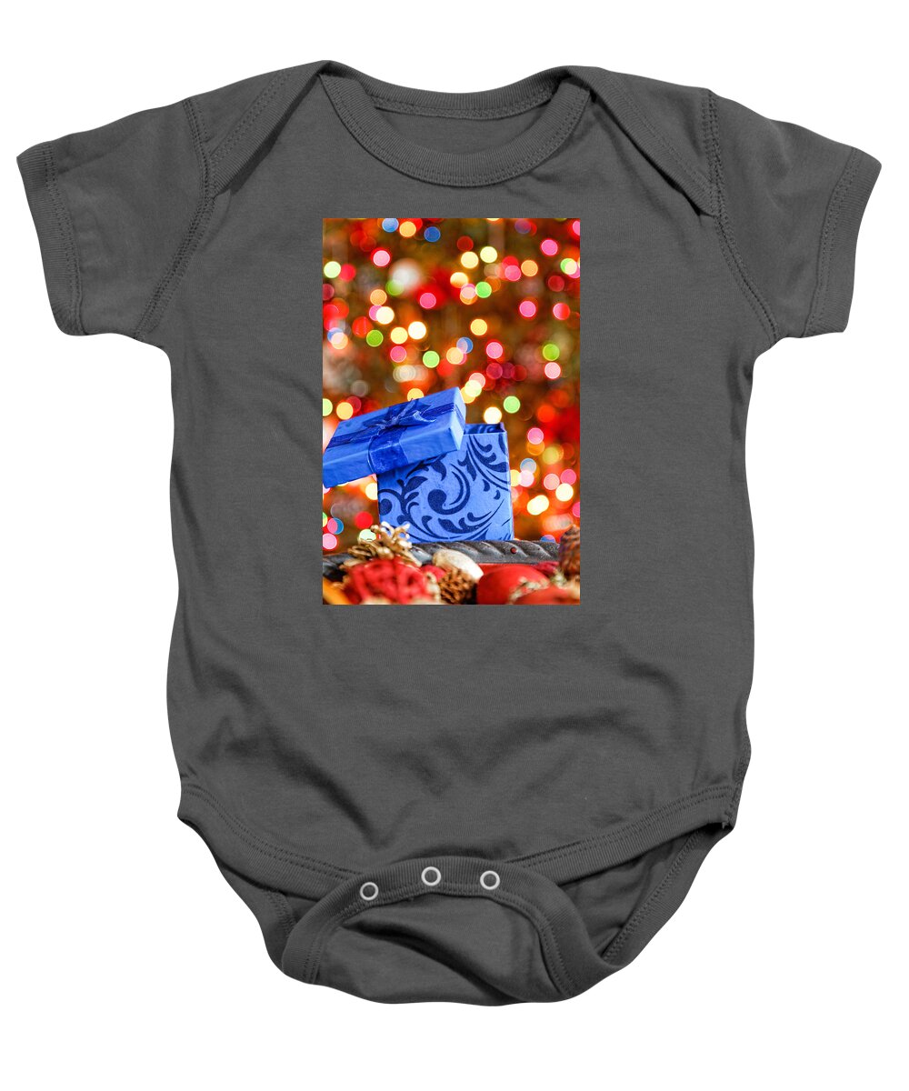 Background Baby Onesie featuring the photograph Christmas Box #1 by Peter Lakomy