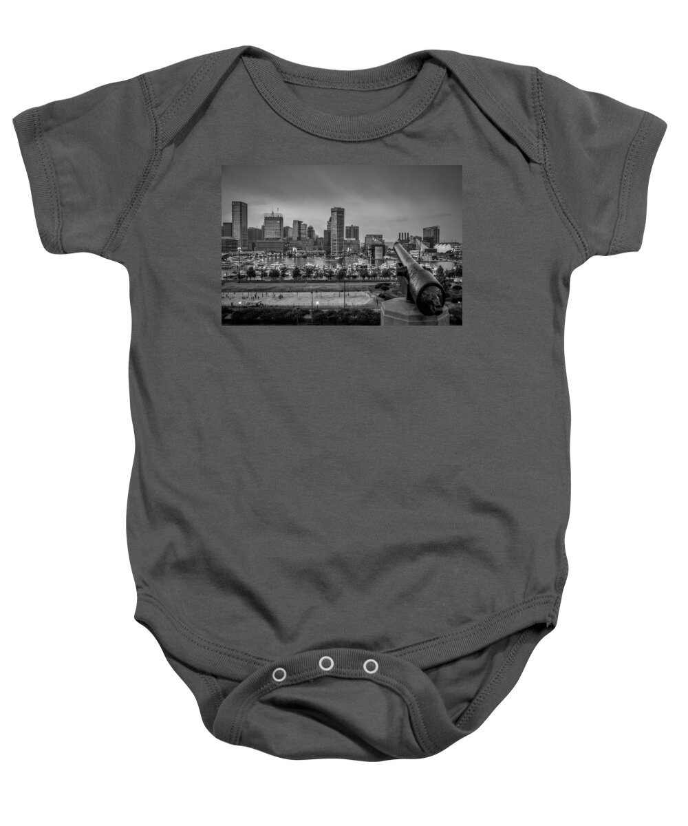 Baltimore Baby Onesie featuring the photograph Federal Hill In Baltimore Maryland by Susan Candelario