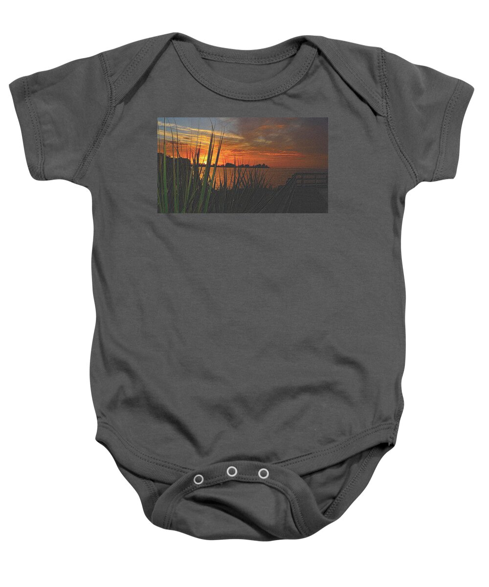 Florida Baby Onesie featuring the drawing Golden Christmas Sunset #1 by Richard Zentner