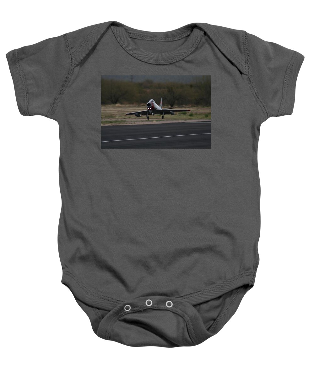 F-86 Baby Onesie featuring the photograph Landing #1 by David S Reynolds