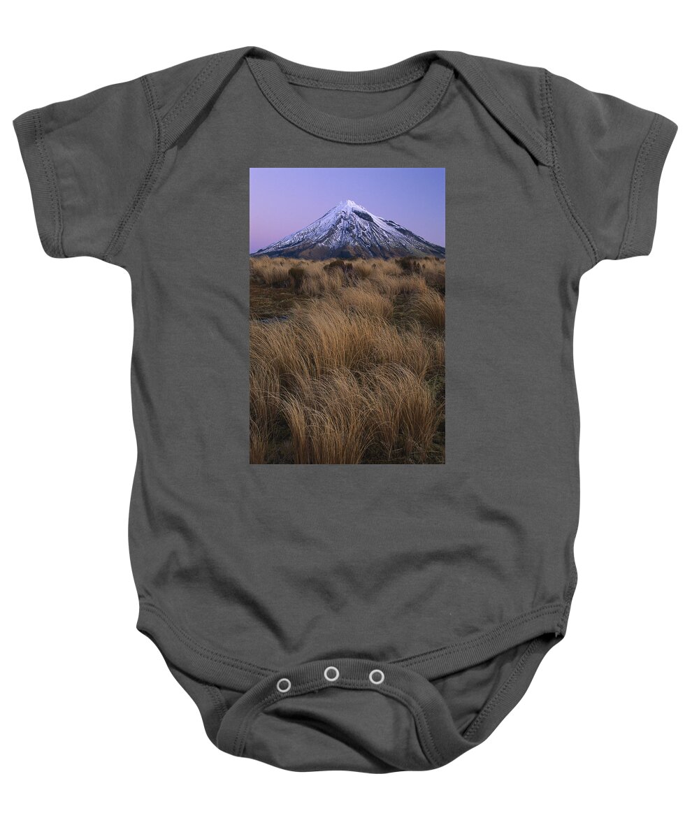 Feb0514 Baby Onesie featuring the photograph Mount Taranaki At Dusk New Zealand #1 by Shaun Barnett