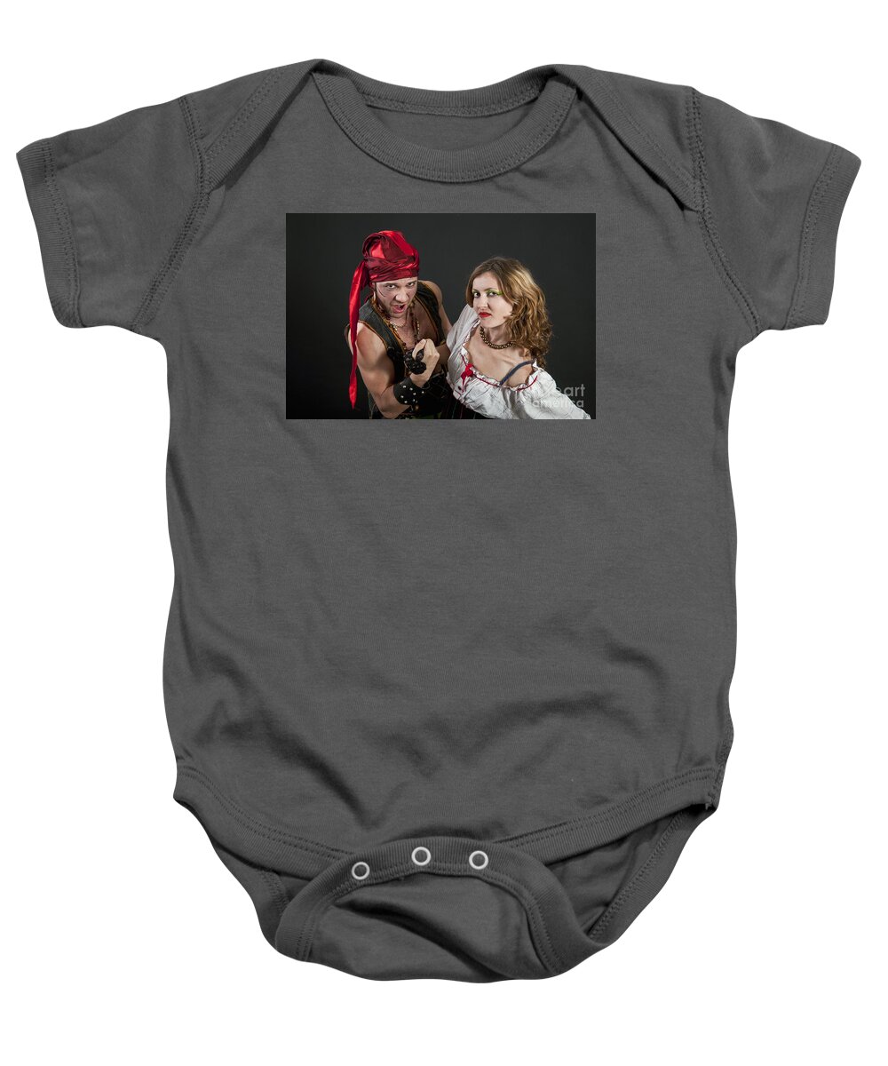Passion Baby Onesie featuring the photograph Pirate Couple 2 #1 by Ilan Amihai