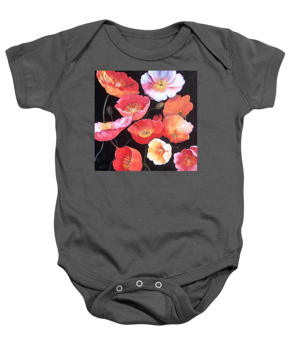 Poppies Baby Onesie featuring the painting Poppies #1 by Jan Matson