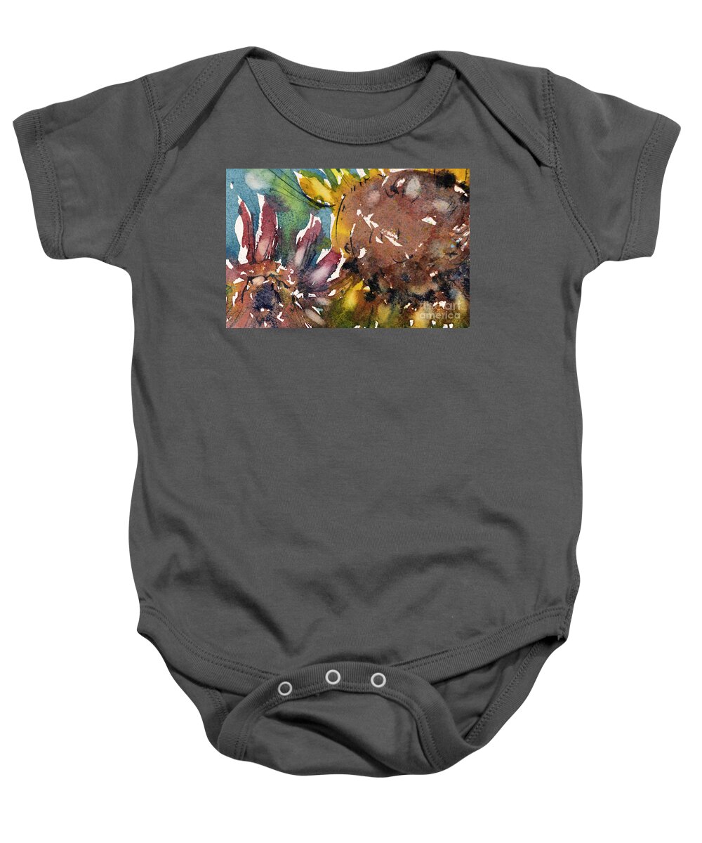 Flower Baby Onesie featuring the painting Sunflower by Judith Levins