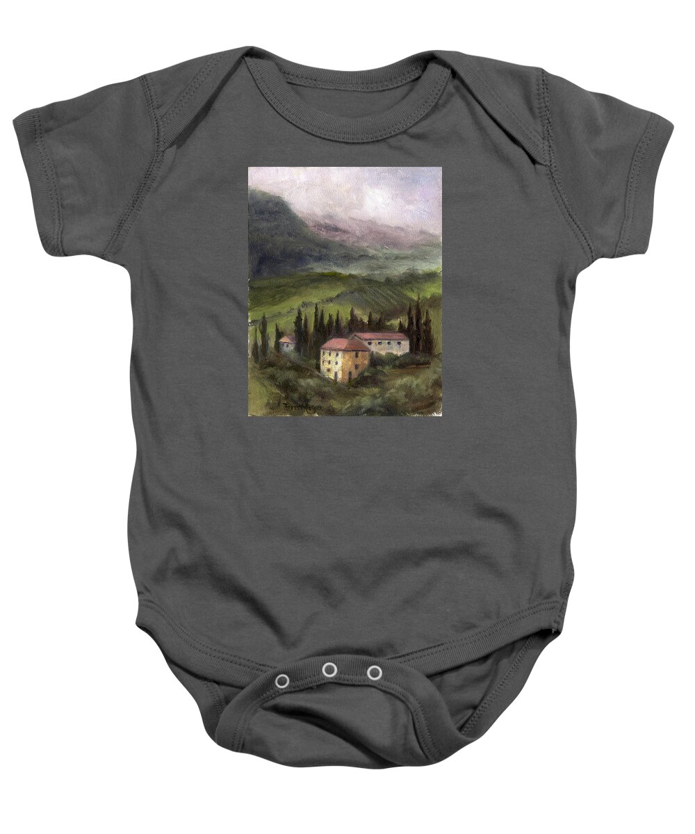 Tuscan Landscape Painting Baby Onesie featuring the painting Tuscan Landscape #2 by Terri Meyer