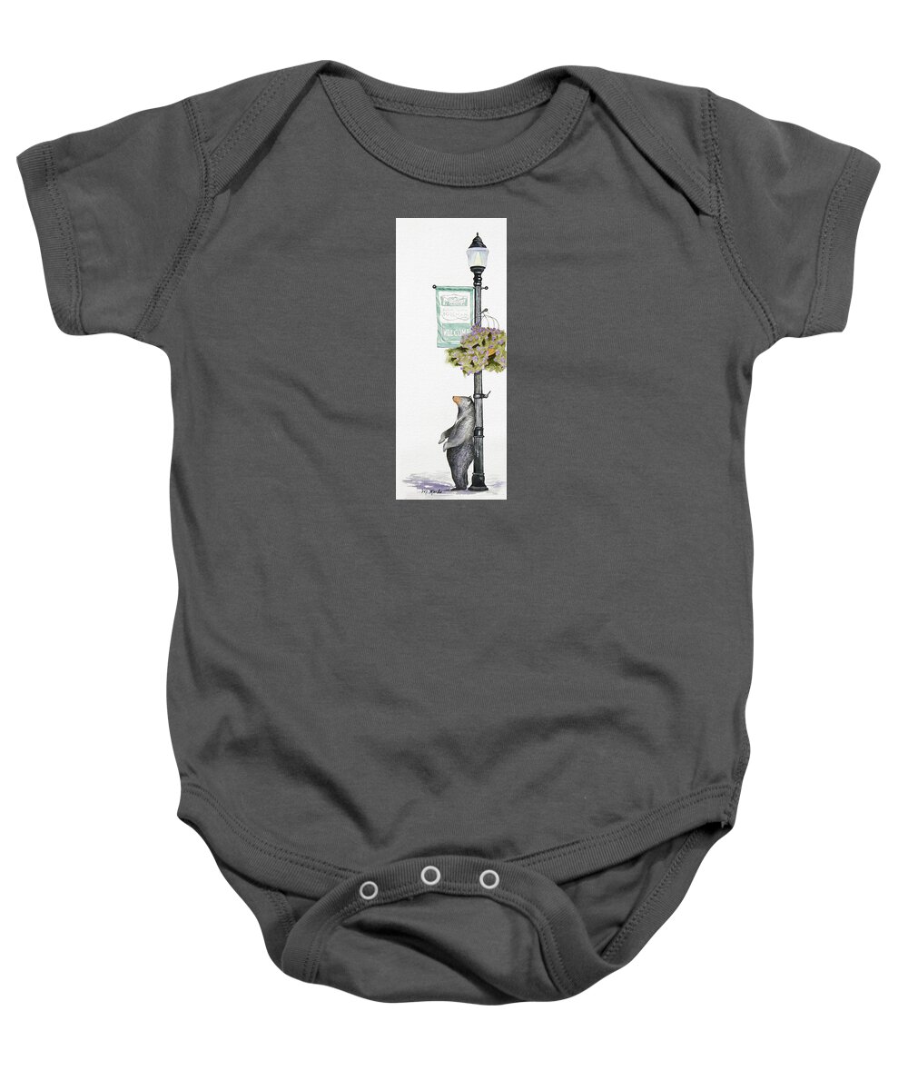 Bear Baby Onesie featuring the painting Welcome to Bozeman by Marsha Karle