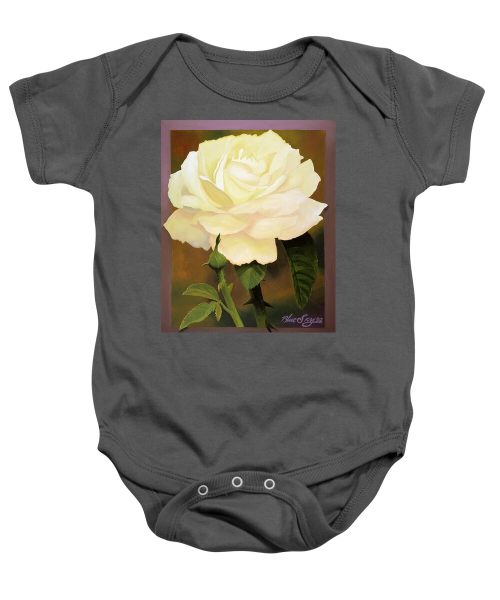 Rose Baby Onesie featuring the painting Yellow Rose by Blue Sky