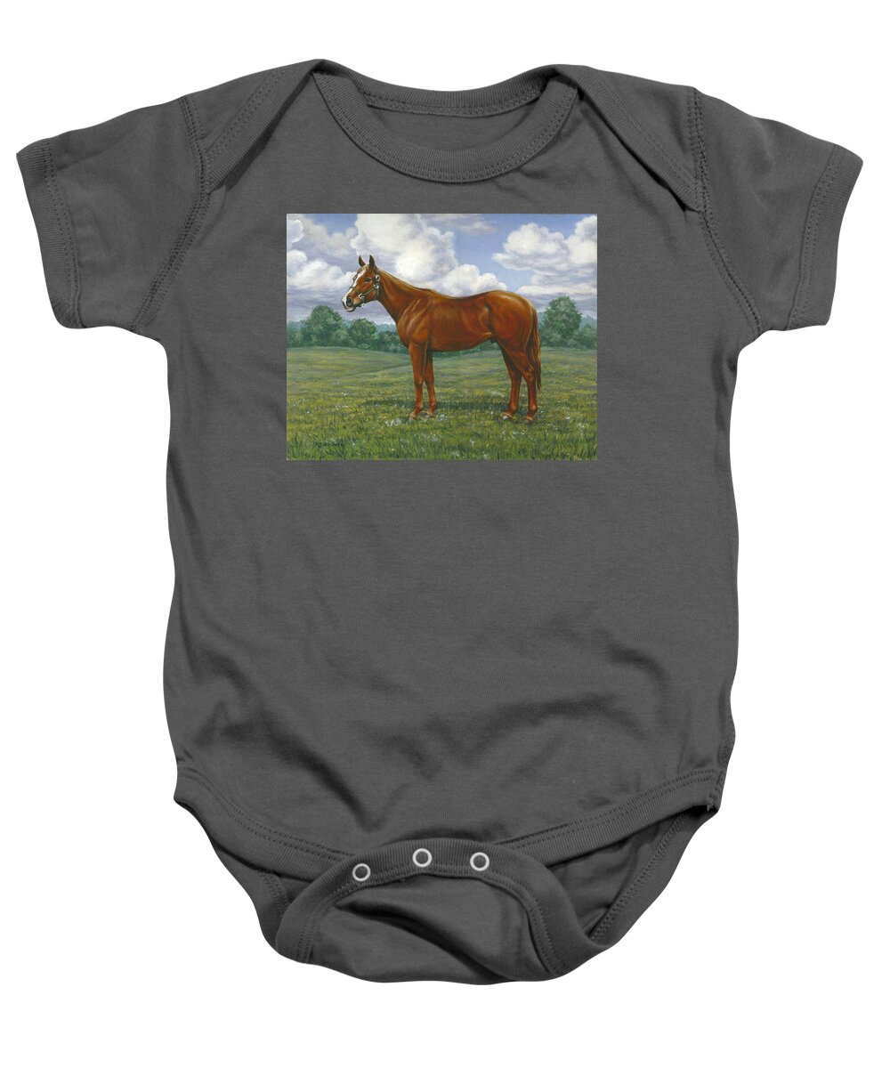 Equestrian Baby Onesie featuring the painting Ziggy #1 by Richard De Wolfe