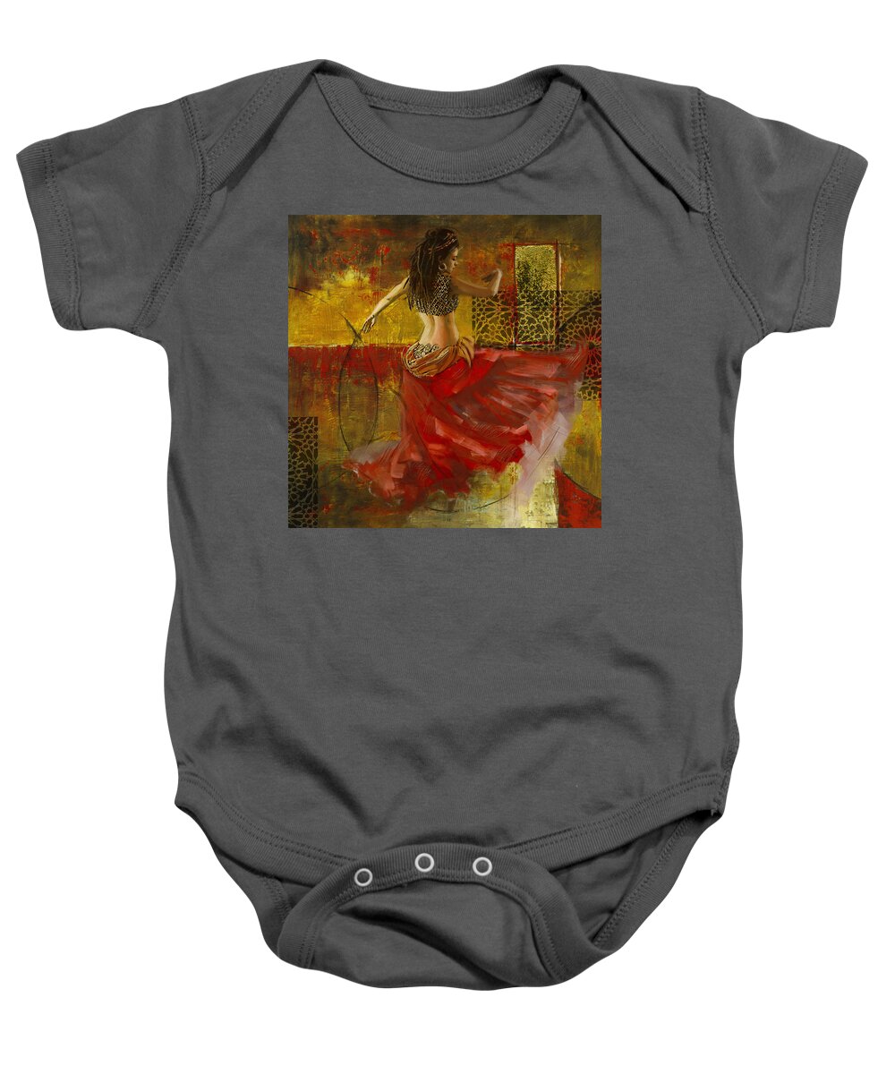 Belly Dance Art Baby Onesie featuring the painting Abstract Belly Dancer 6 by Corporate Art Task Force