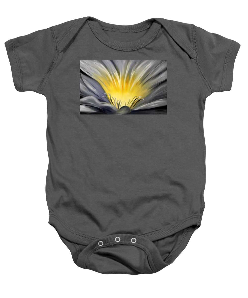 Blue Baby Onesie featuring the painting Flower #2 by Gina De Gorna