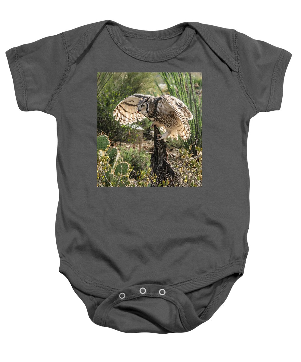 Great Horned Owl Baby Onesie featuring the photograph Great Horned Owl #2 by Tam Ryan