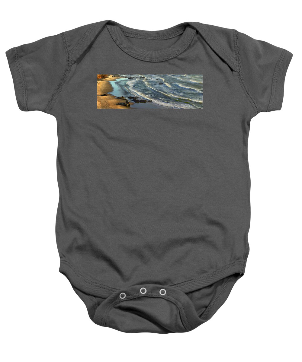 Feb0514 Baby Onesie featuring the photograph Incoming Waves At Bandon Beach Oregon #2 by Tim Fitzharris