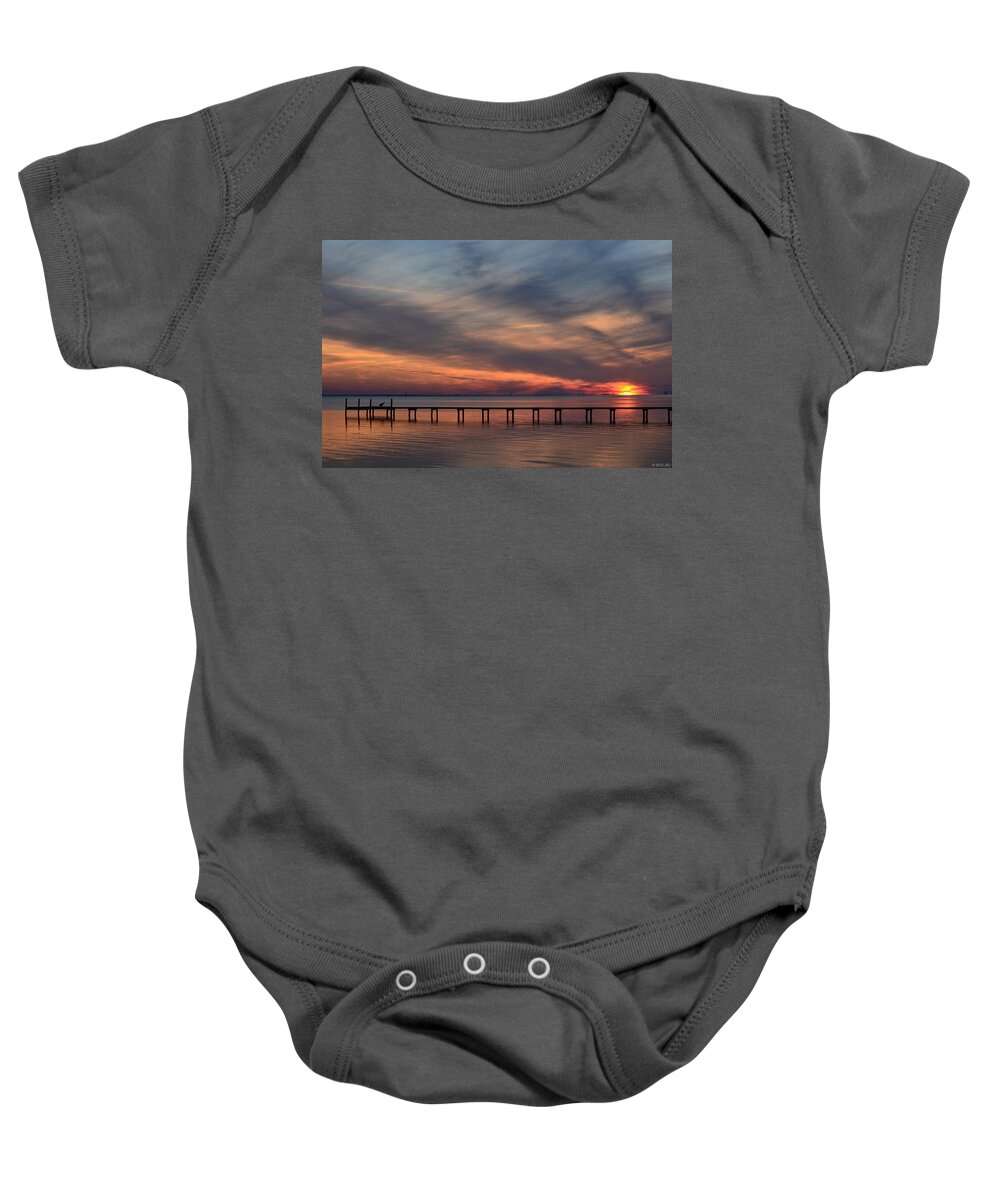 Mirrored Baby Onesie featuring the photograph Mirrored Sunset Colors on Santa Rosa Sound #2 by Jeff at JSJ Photography
