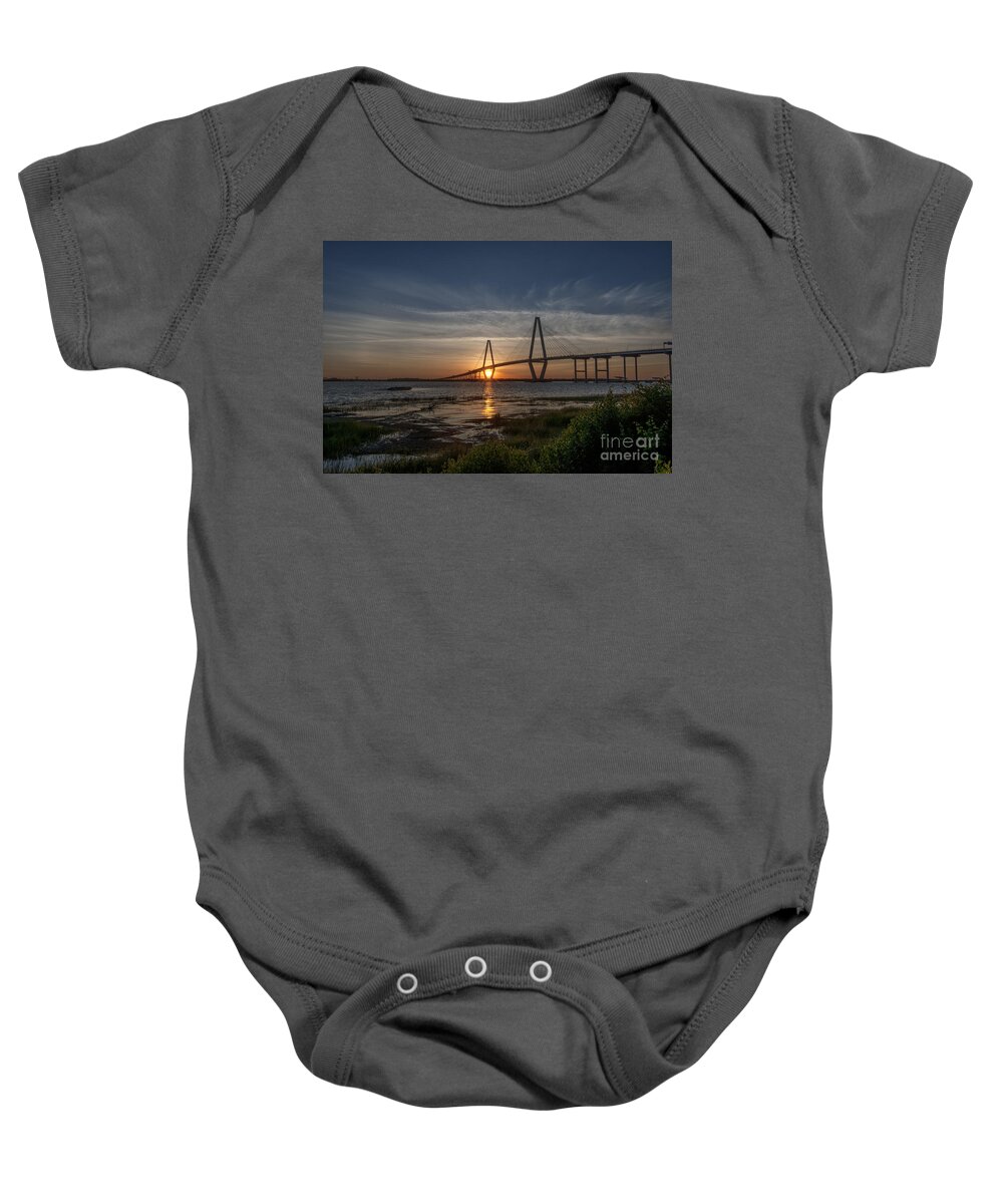 Sunset Baby Onesie featuring the photograph Sunset over the Bridge by Dale Powell