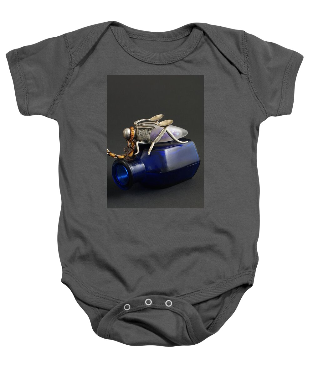 Time Collector Baby Onesie featuring the sculpture Time Collector #3 by Judy Henninger