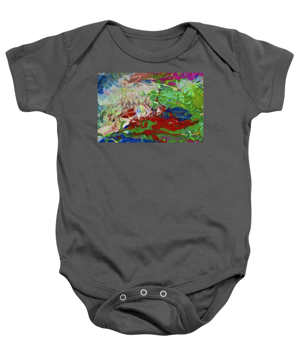 Abstract Painting Baby Onesie featuring the painting Intuitive painting #5 by Joan Reese