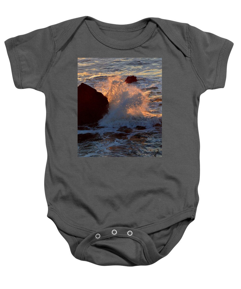 Pacifica Baby Onesie featuring the photograph Linda Mar Beach at Sunset #3 by Dean Ferreira