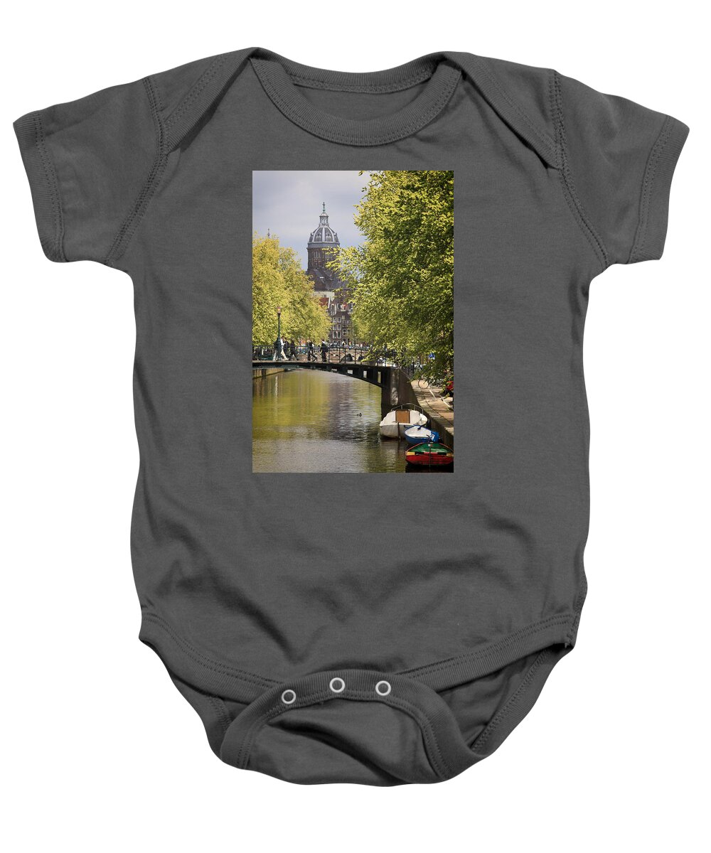Architecture Baby Onesie featuring the photograph St Nicholas Church Amsterdam #4 by Shirley Mitchell