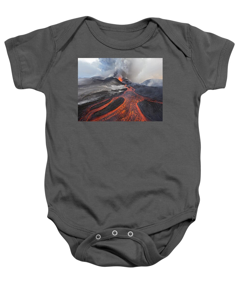 Feb0514 Baby Onesie featuring the photograph Tolbachik Volcano Erupting Kamchatka #4 by Sergey Gorshkov