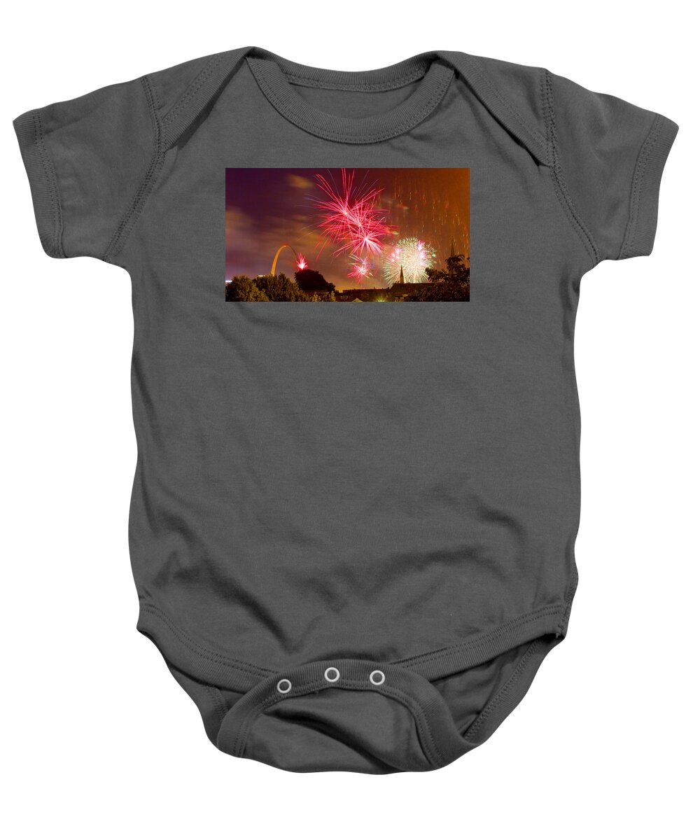 St Louis Arch Baby Onesie featuring the photograph 4th of July in St Louis by Garry McMichael