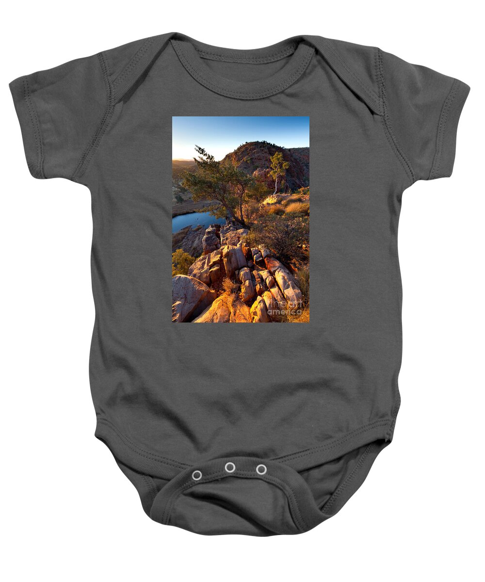 Glen Helen Gorge Outback Landscape Central Australia Water Hole Northern Territory Australian West Mcdonnell Ranges Baby Onesie featuring the photograph Glen Helen Gorge #5 by Bill Robinson