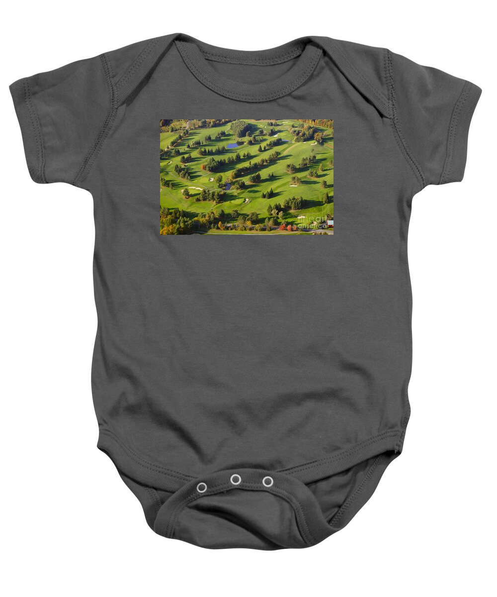 New England Baby Onesie featuring the photograph Aerial image of a golf course. #6 by Don Landwehrle