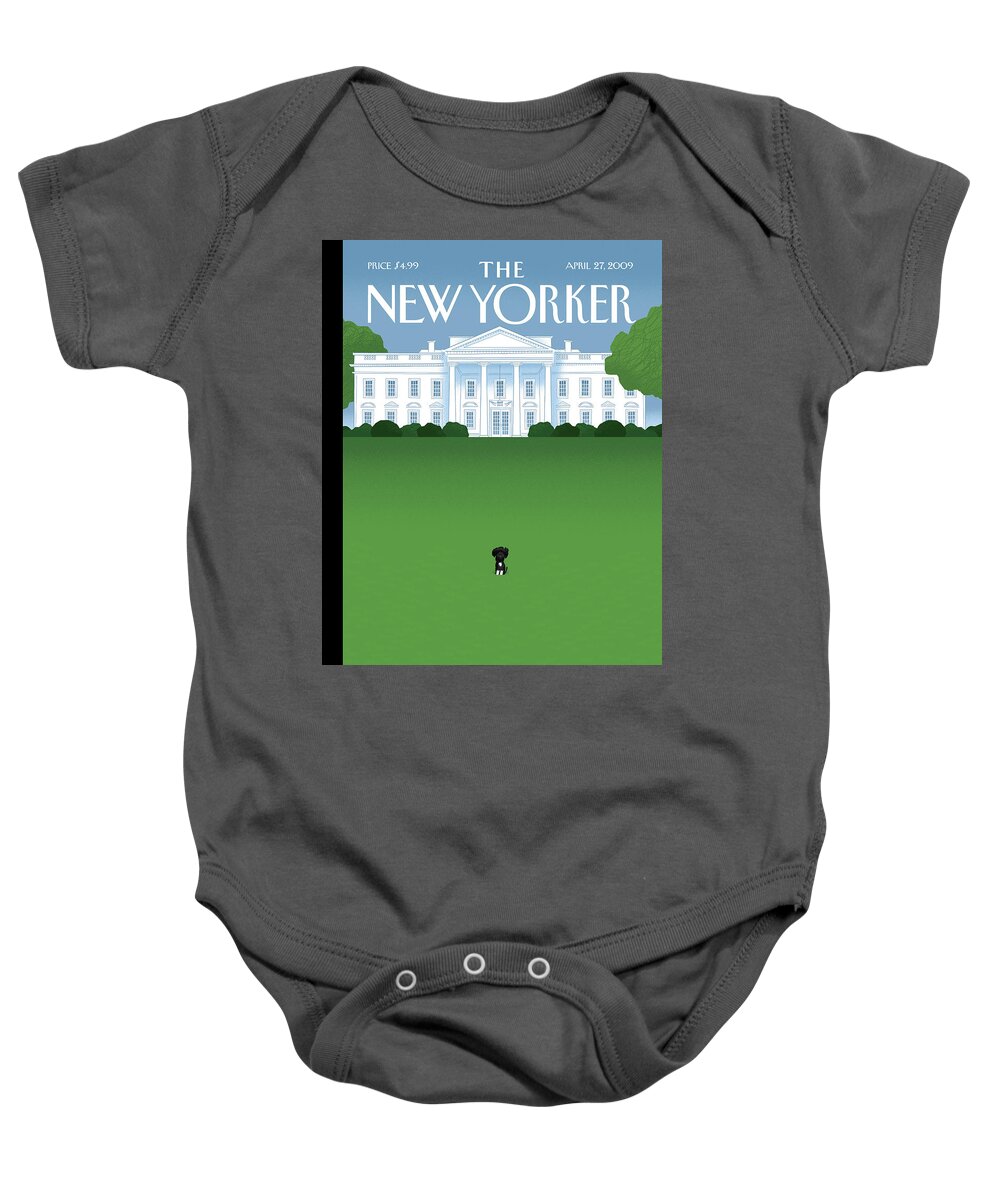 Obama Baby Onesie featuring the painting Bo by Bob Staake