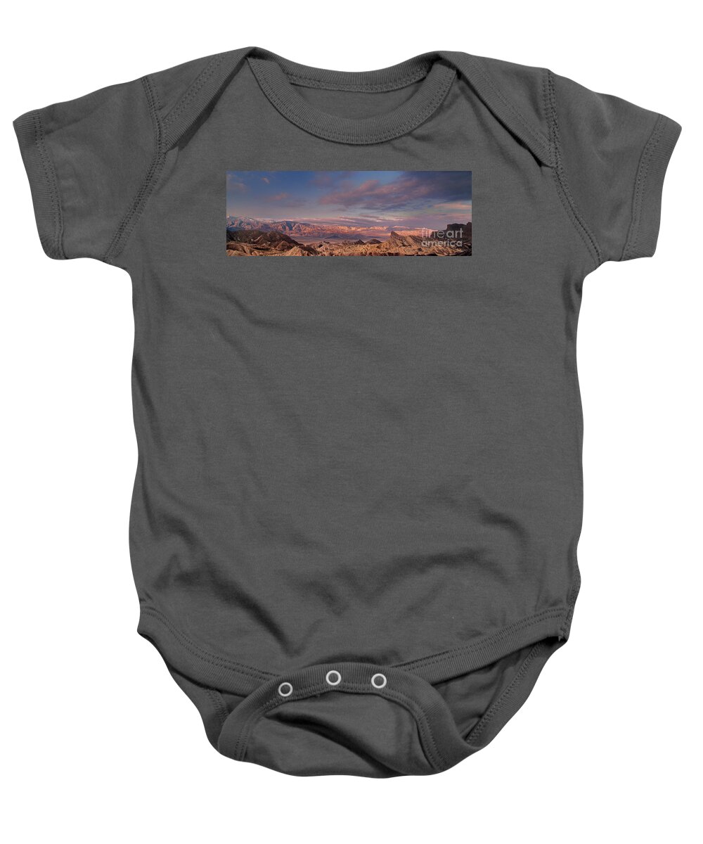 Dave Welling Baby Onesie featuring the photograph 915000002 Panoramic Sunrise Zabriski Point Death Valley NP by Dave Welling