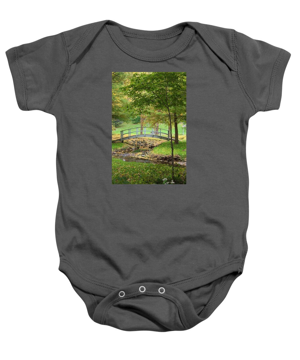 Sinnissippi Park Baby Onesie featuring the photograph A Bridge to Peacefulness by Bruce Bley