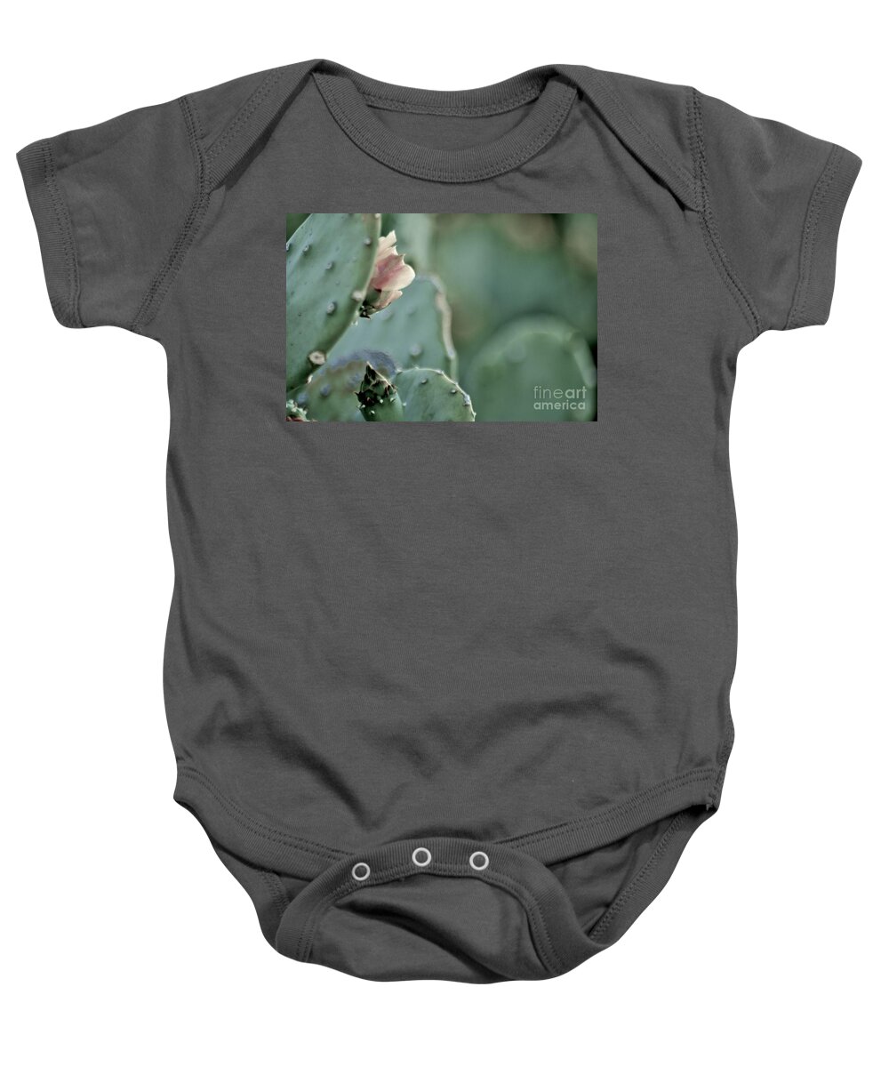 Opuntia Baby Onesie featuring the photograph A DeserT ShaDE oF PaLE by Angela J Wright
