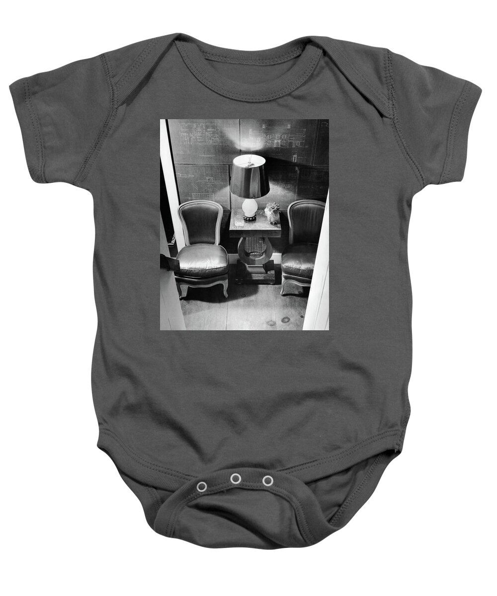 Interior Baby Onesie featuring the photograph A Hallway With Blueprints by Jacob Lofman