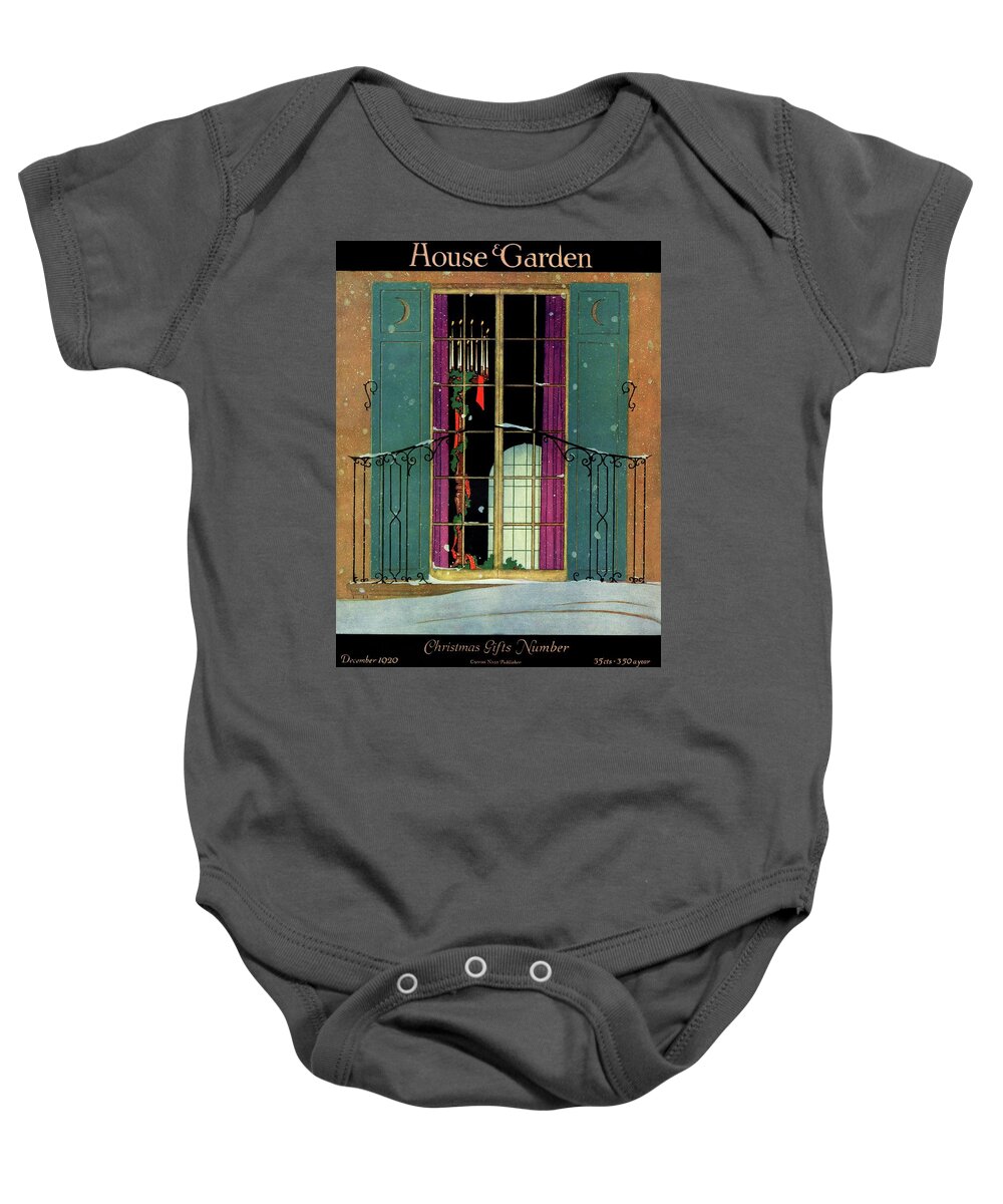 Illustration Baby Onesie featuring the photograph A House And Garden Cover Of A Christmas by Harry Richardson