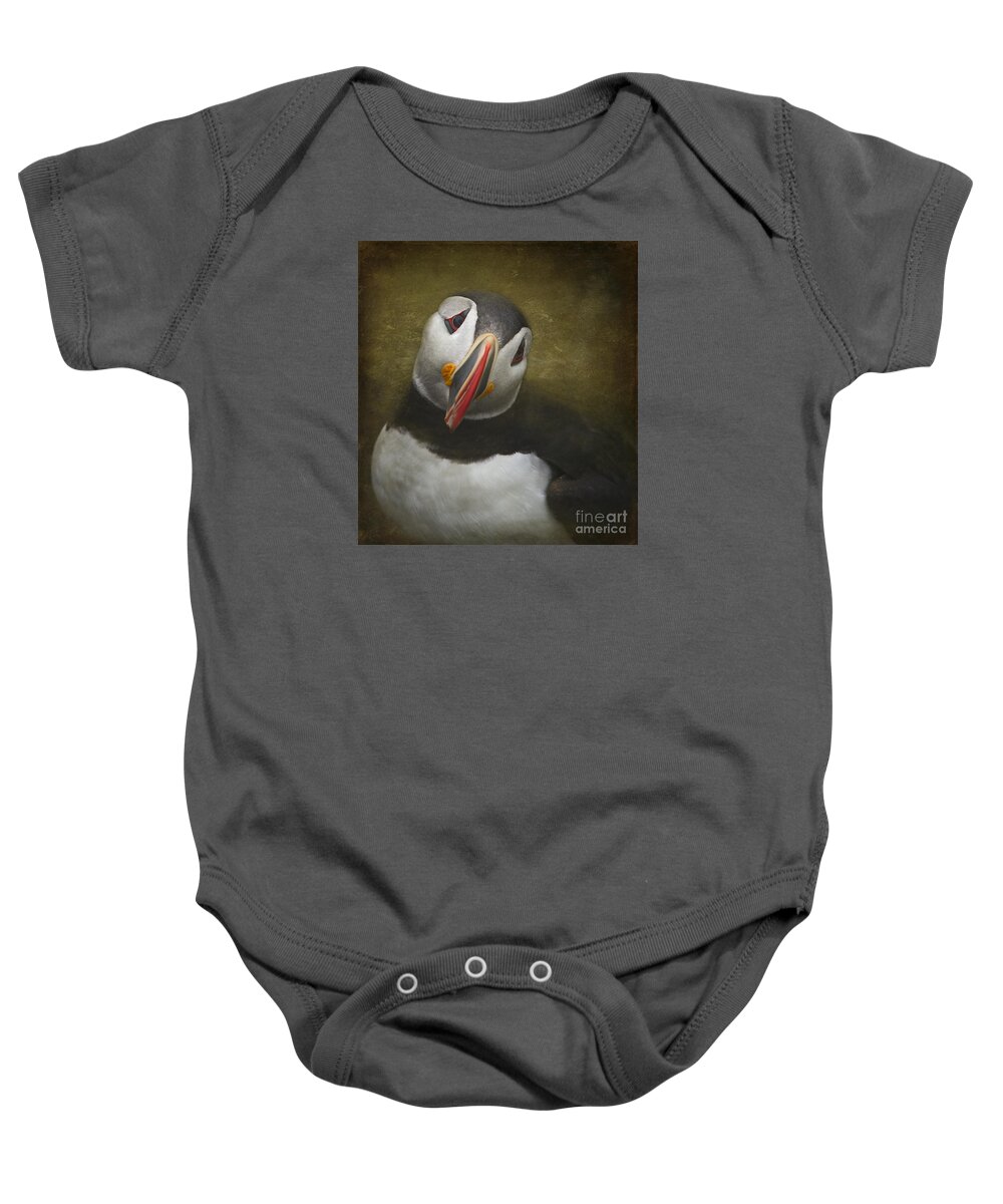 Festblues Baby Onesie featuring the photograph A Portrait of the Clown of the Sea by Nina Stavlund