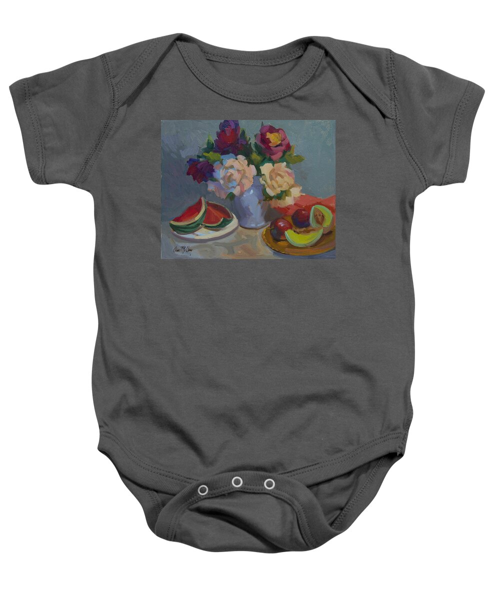 Watermelon Baby Onesie featuring the painting A Study in Red by Diane McClary
