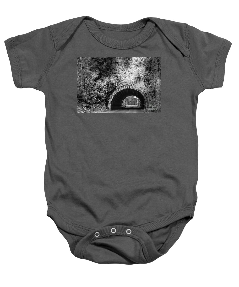 Tunnel Baby Onesie featuring the photograph A Tunnel in the Park by Lynn Sprowl