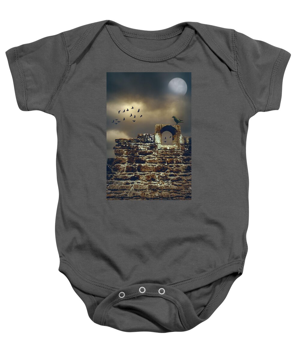 Wall Baby Onesie featuring the photograph Abbey Wall by Amanda Elwell