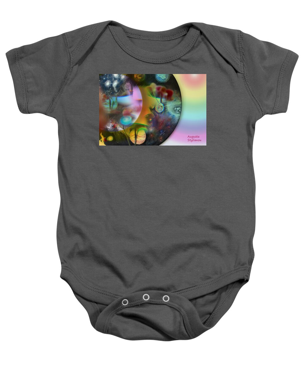 Augusta Stylianou Baby Onesie featuring the digital art Abstract Planets by Augusta Stylianou