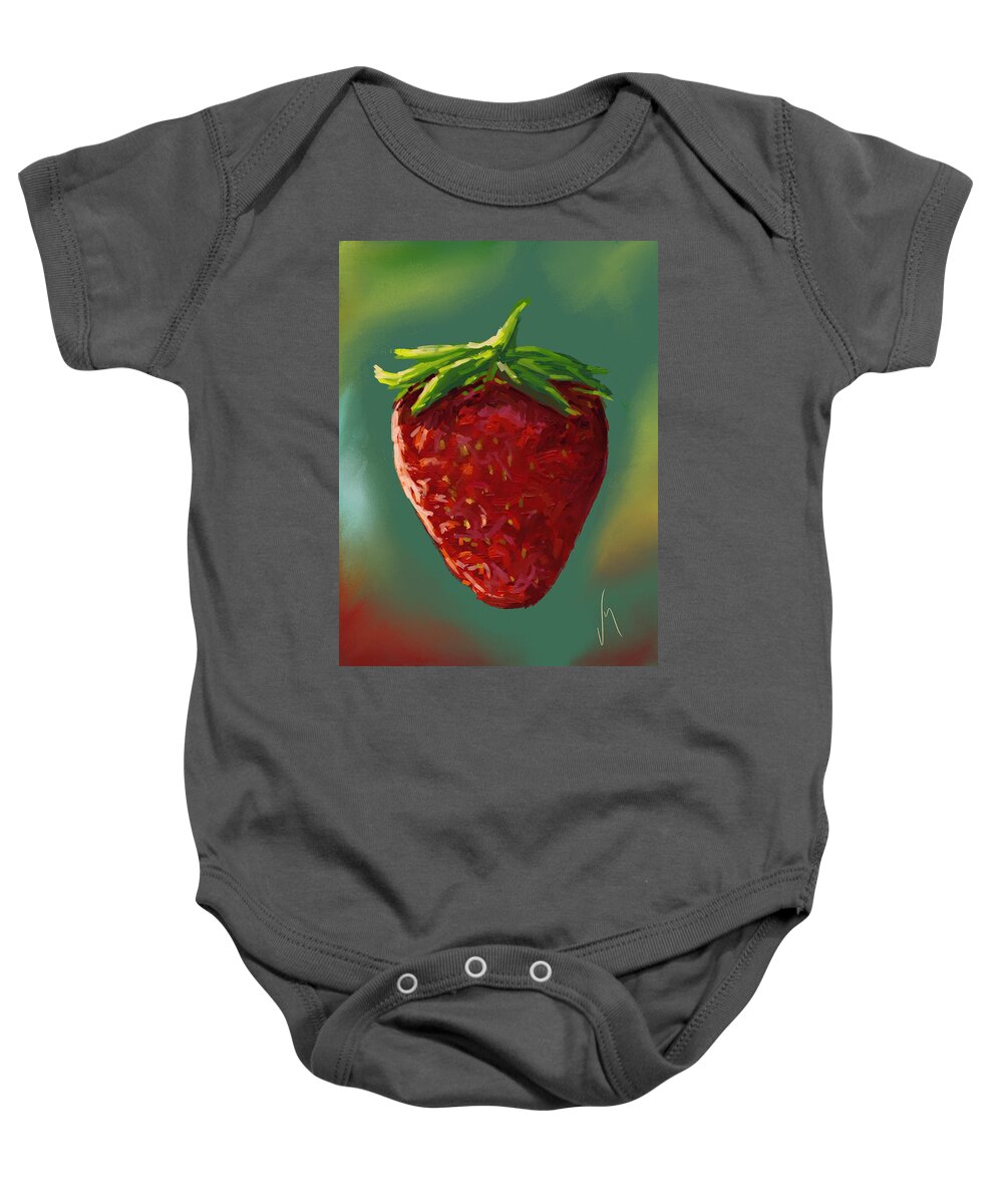 Strawberry Baby Onesie featuring the painting Abstract strawberry by Veronica Minozzi