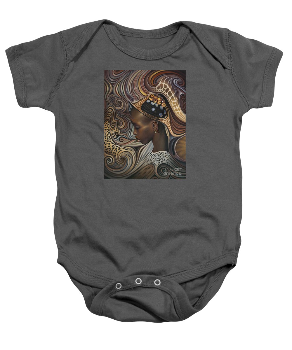 African Baby Onesie featuring the painting African Spirits II by Ricardo Chavez-Mendez