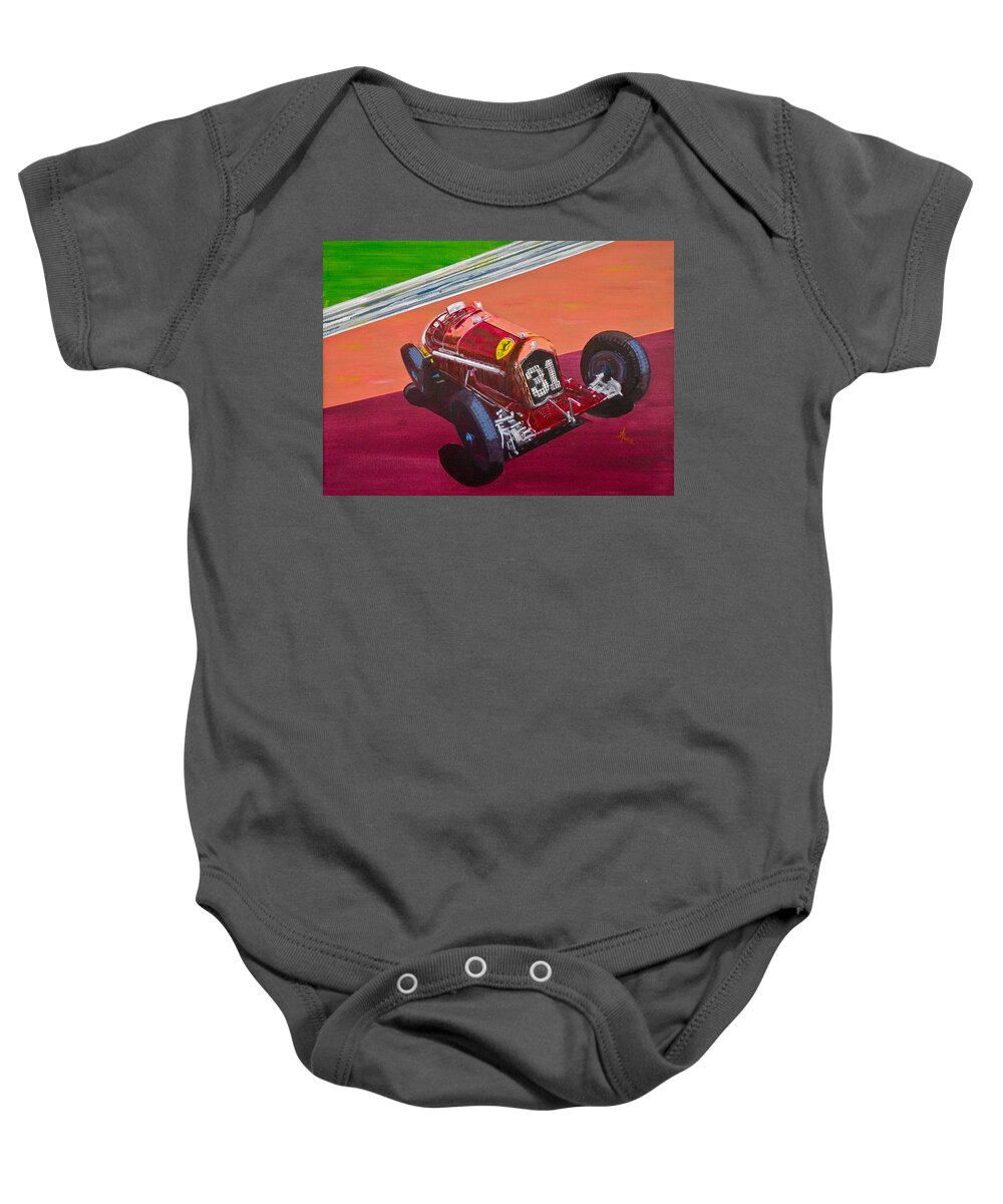 Transportation Baby Onesie featuring the painting Alfa Romeo Tipo B P3 by Anna Ruzsan