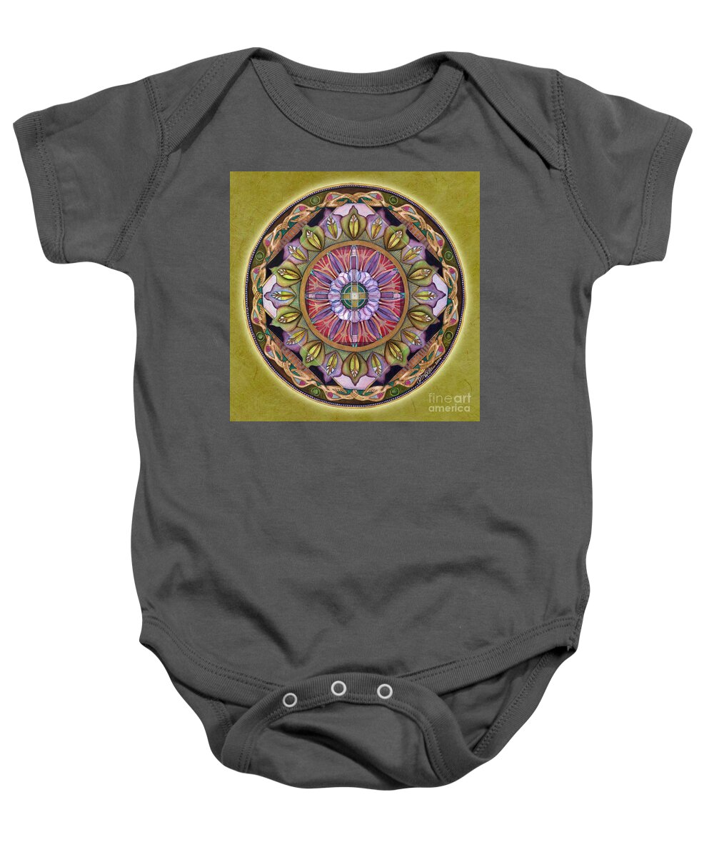 Mandala Art Baby Onesie featuring the painting All is Well Mandala by Jo Thomas Blaine