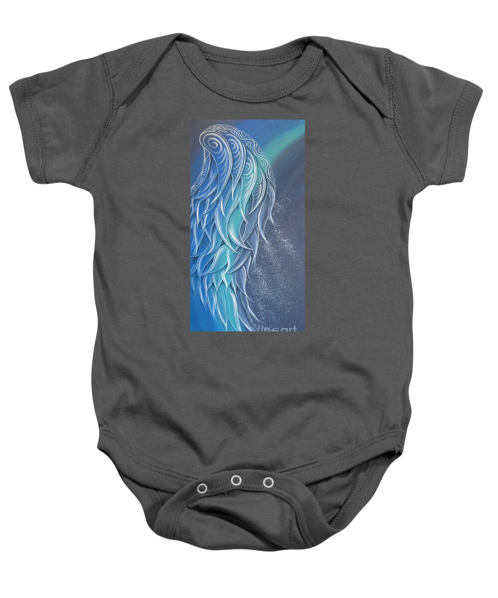 Angel Baby Onesie featuring the painting Angel Wing by Reina Cottier