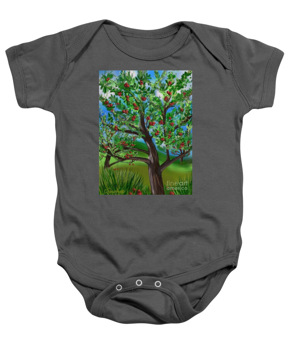 Apple Orchard Baby Onesie featuring the digital art Apple Acres by Christine Fournier