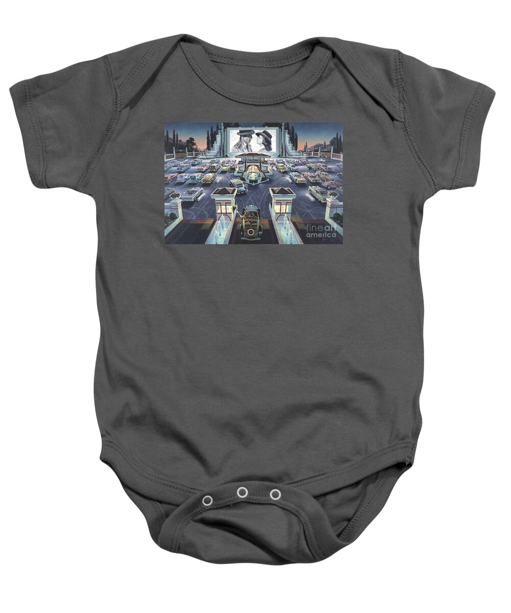 Art Deco Baby Onesie featuring the digital art As Time Goes By by MGL Meiklejohn Graphics Licensing
