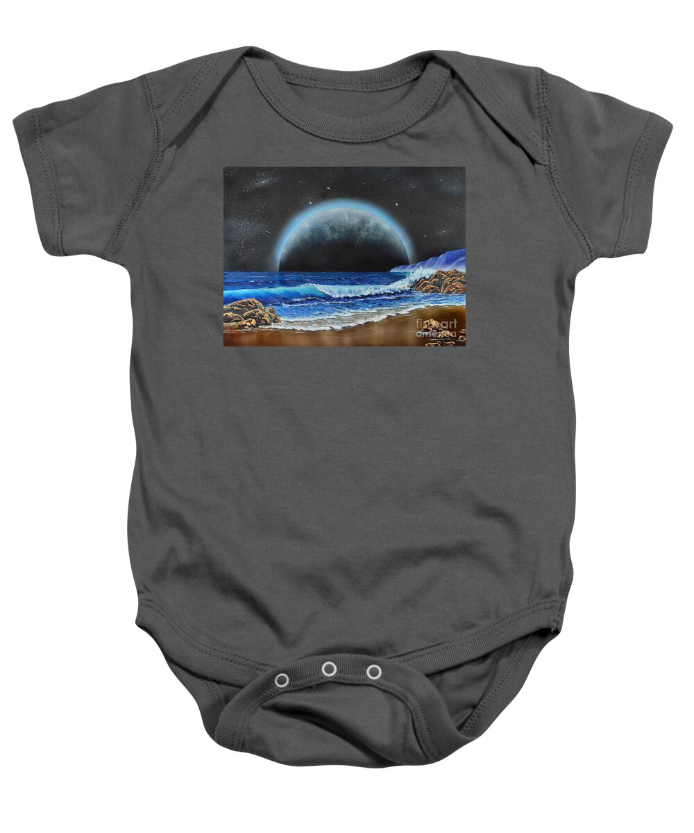 Ocean Baby Onesie featuring the painting Astronomical Ocean by Mary Scott