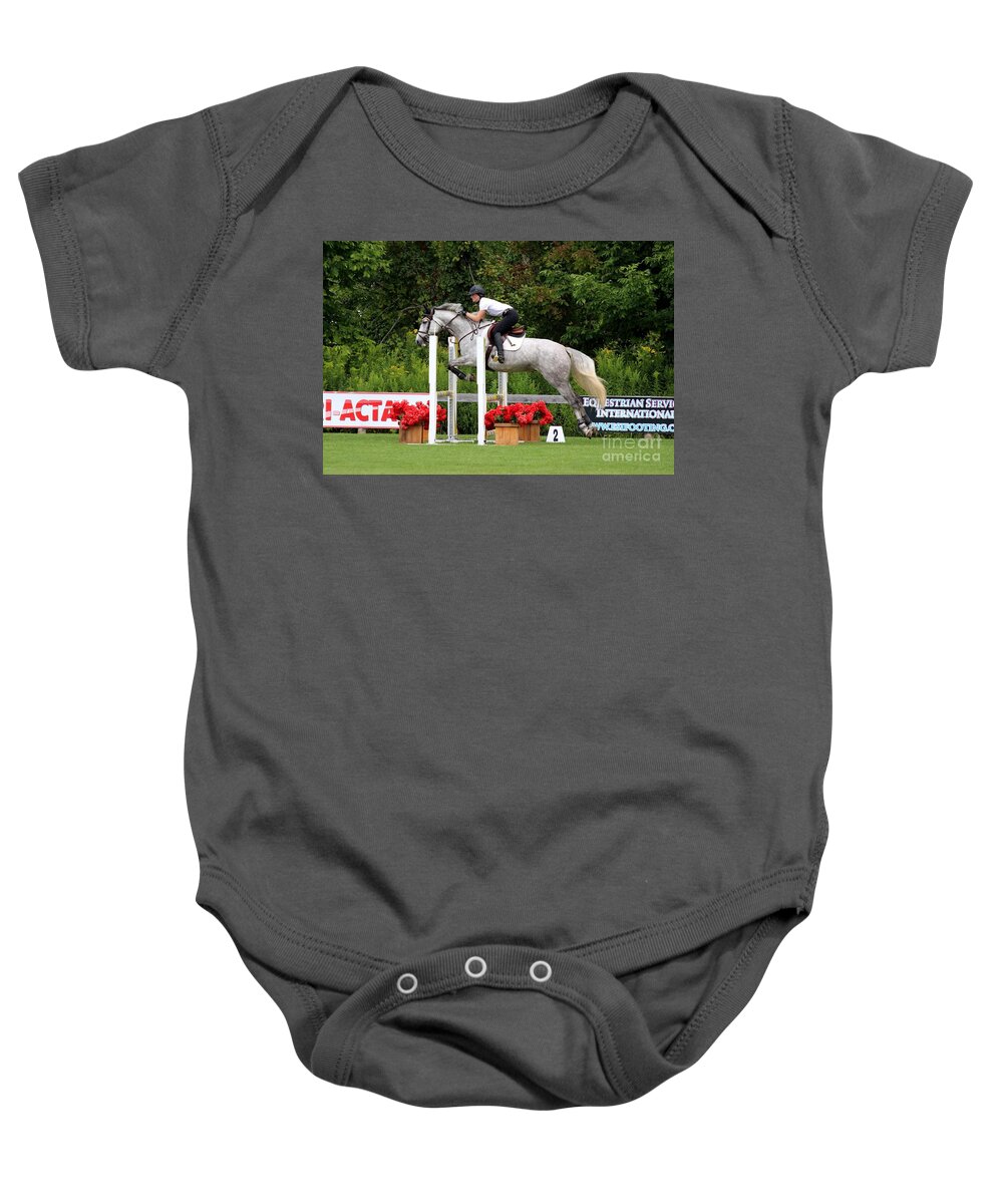 Horse Baby Onesie featuring the photograph At-c-jumper32 by Janice Byer