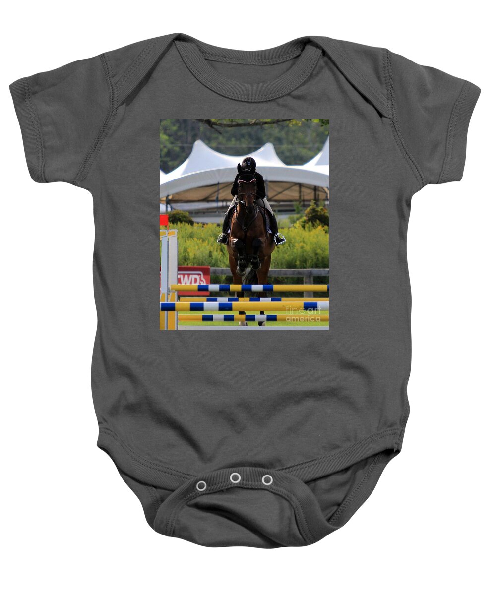 Horse Baby Onesie featuring the photograph At-su-jumper64 by Janice Byer