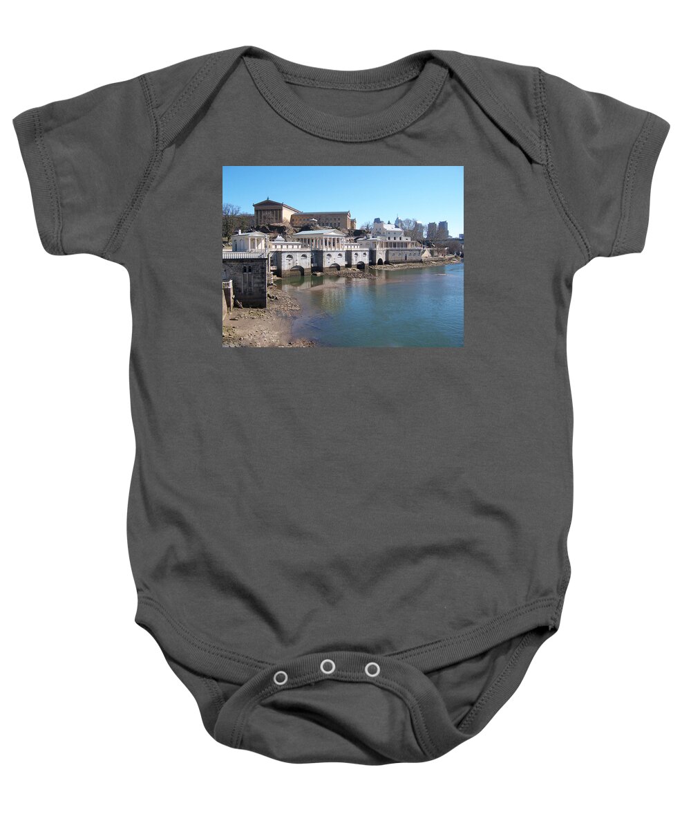 At The Baby Onesie featuring the photograph At the Philadelphia Waterworks by Bill Cannon